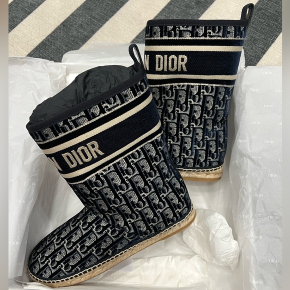 BNIB Christian Dior Granville Boots Deep Blue Oblique Velvet 39 - Picture 5 of 8